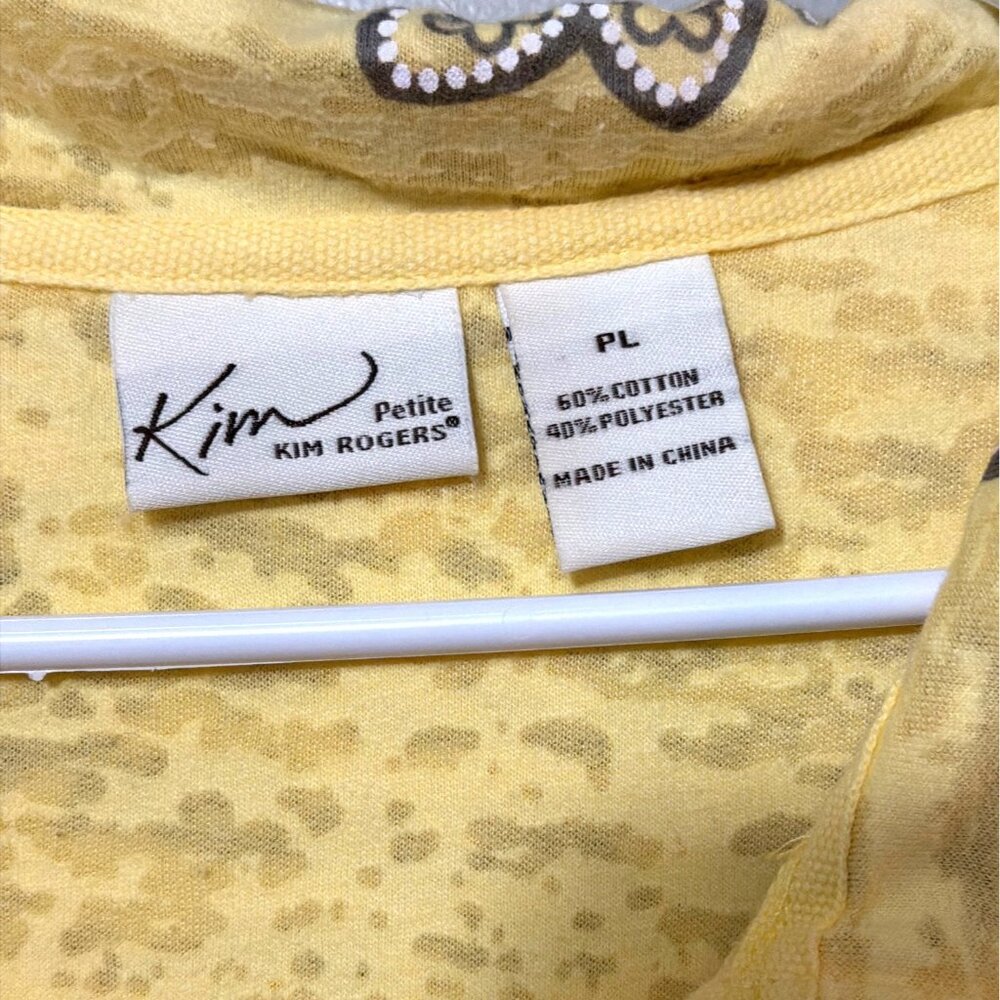 Kim Rogers Yellow Floral Lightweight Zip-Up Hoodie Petite Large - Picture 2 of 5